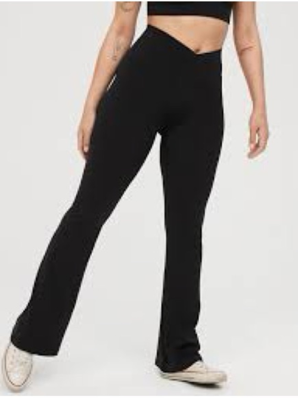 NWT OFFLINE By Aerie Real Me High Waisted Crossover Flare Legging Black Size S